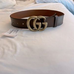 Dark brown GUCCI Double G wide women’s belt. NWT.